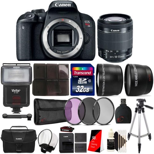 Canon EOS Rebel T7i 24.2MP DSLR Camera with 1855mm Lens + Canon Camera Case and Accessories